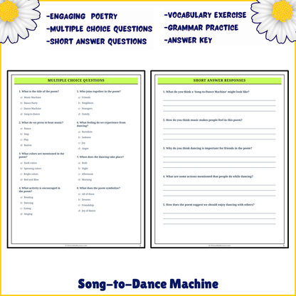 Song-to-Dance Machine | Poem Grammar Worksheet Printable Activity