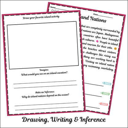 Island Nations | Short Reading Comprehension Creative Worksheet