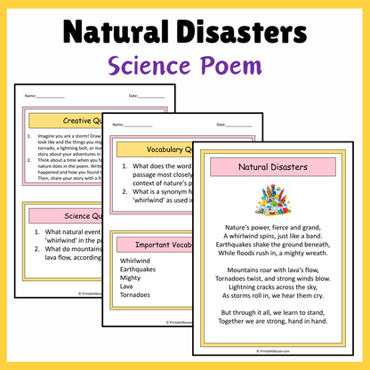 Natural Disasters | Science Poem Reading Comprehension Activity
