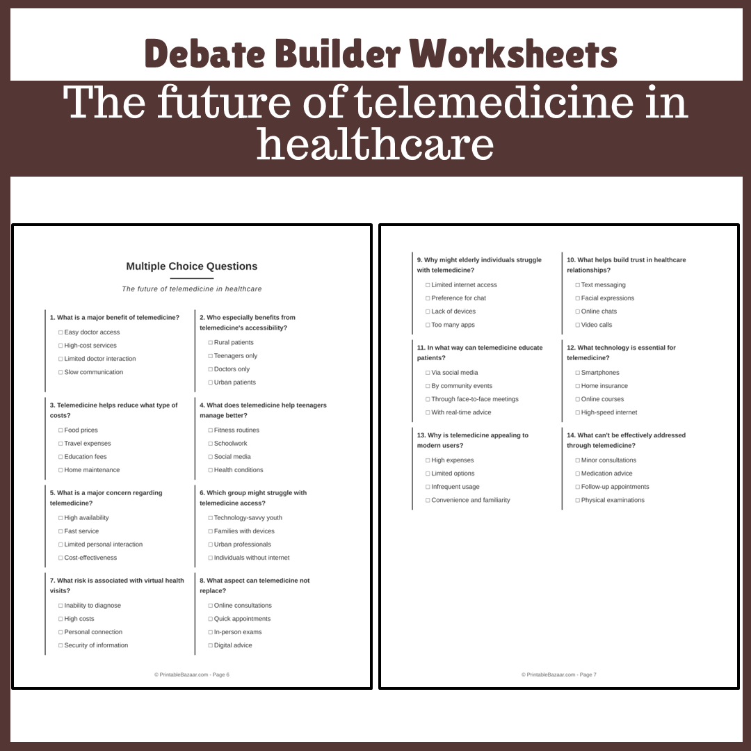 The future of telemedicine in healthcare | Favour and Against Worksheet Printable Activity