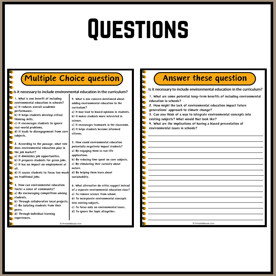 Is it necessary to include environmental education in the curriculum? | Debate Case Study Worksheet