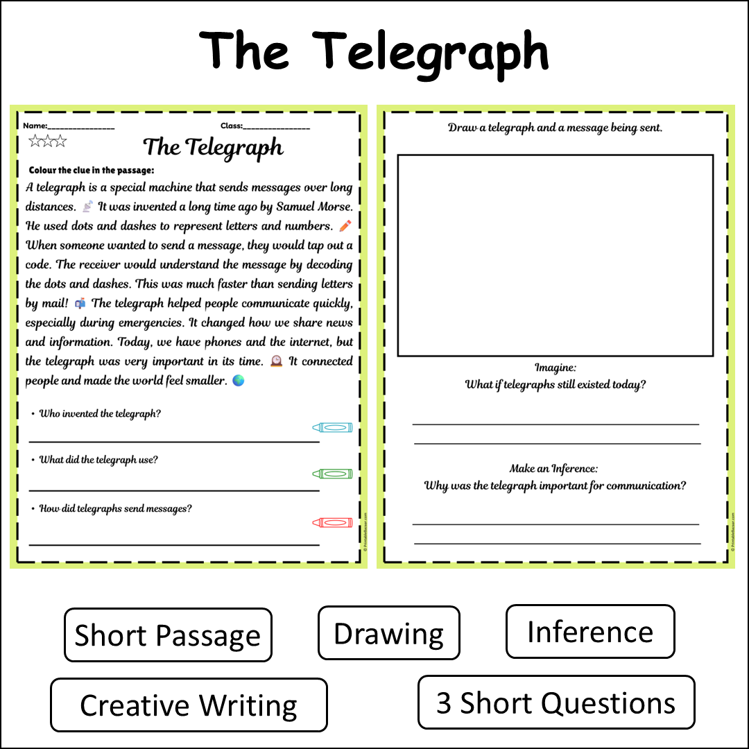 The Telegraph | Short Reading Comprehension Creative Worksheet