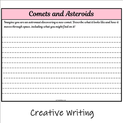 Comets and Asteroids | Main Idea and Supporting Details Reading Passage and Questions