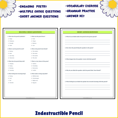 Indestructible Pencil | Poem Grammar Worksheet Printable Activity