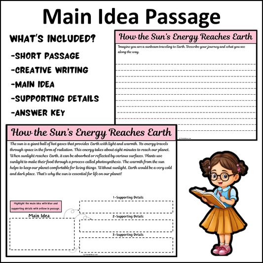 How the Sun’s Energy Reaches Earth | Main Idea and Supporting Details Reading Passage and Questions