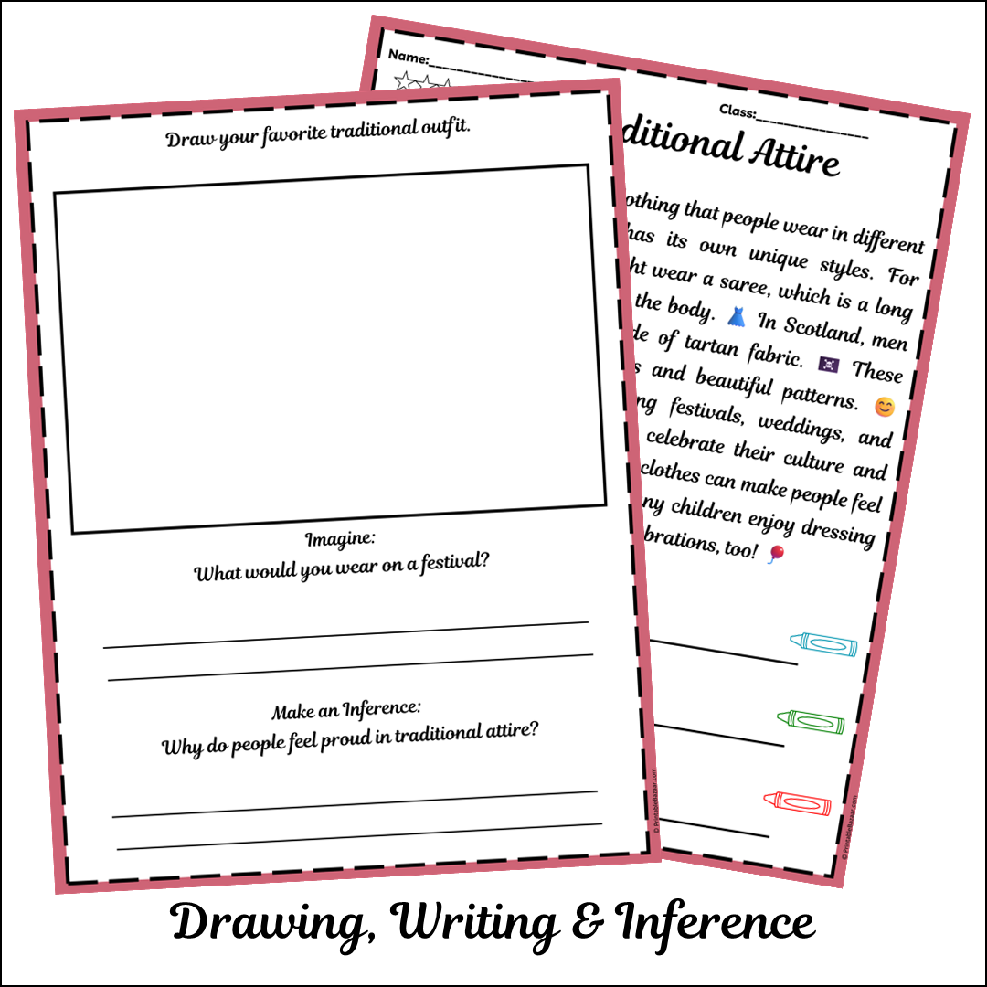 Traditional Attire | Short Reading Comprehension Creative Worksheet