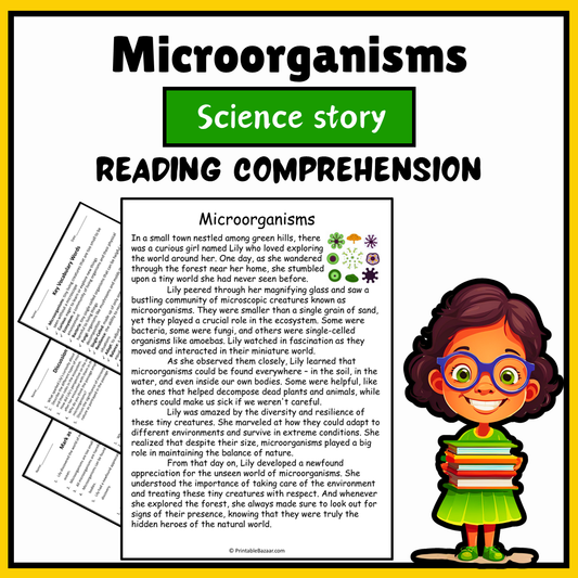 Microorganisms | Science Story Reading Comprehension Activity