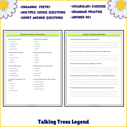 Talking Trees Legend | Poem Grammar Worksheet Printable Activity