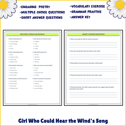 Girl Who Could Hear the Wind's Song | Poem Grammar Worksheet Printable Activity