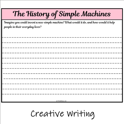 The History of Simple Machines | Main Idea and Supporting Details Reading Passage and Questions