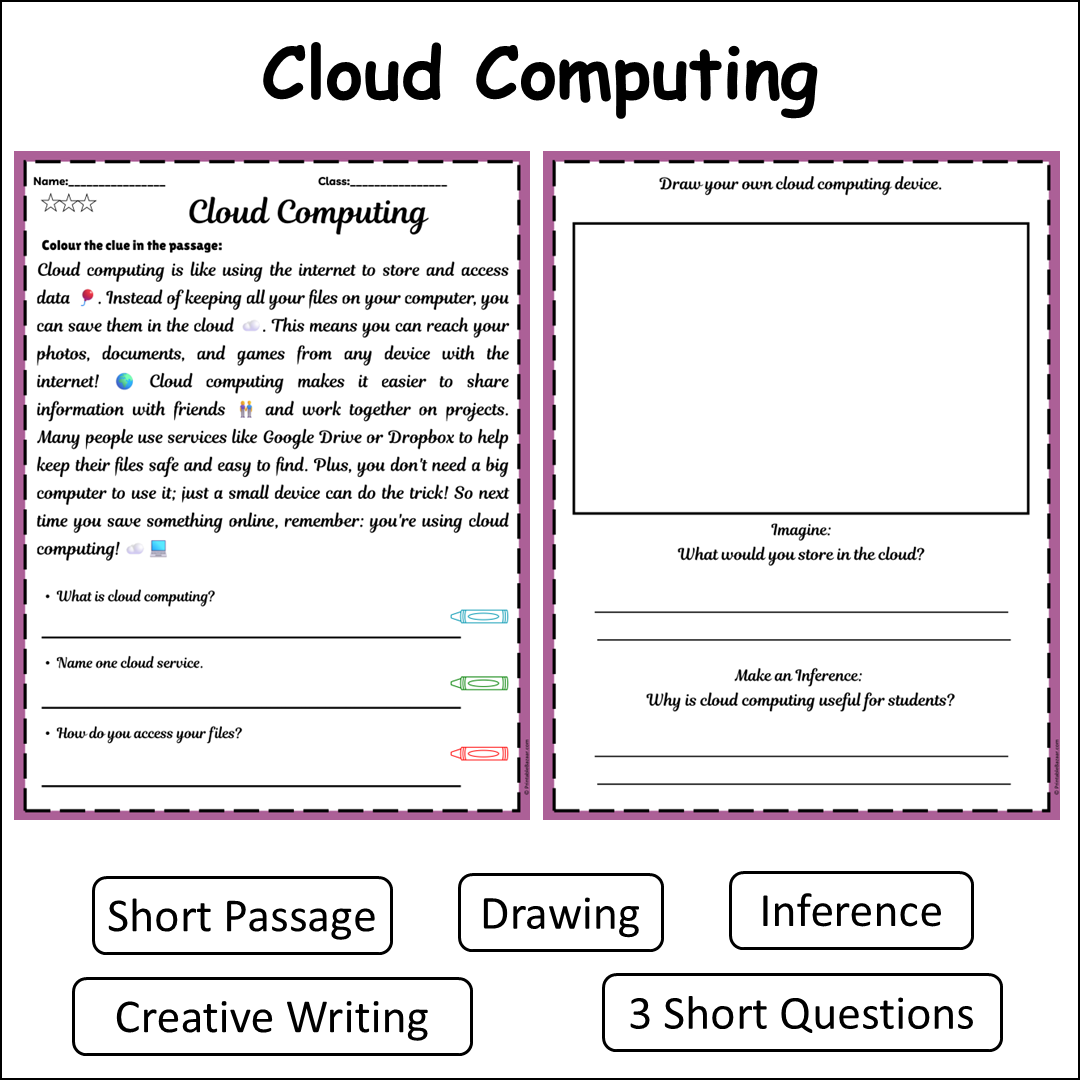 Cloud Computing | Short Reading Comprehension Creative Worksheet
