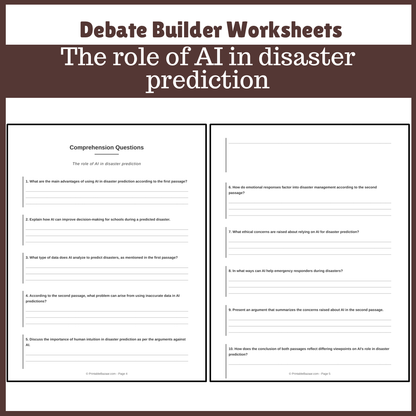 The role of AI in disaster prediction | Favour and Against Worksheet Printable Activity