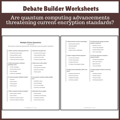 Are quantum computing advancements threatening current encryption standards? | Favour and Against Worksheet Printable Activity