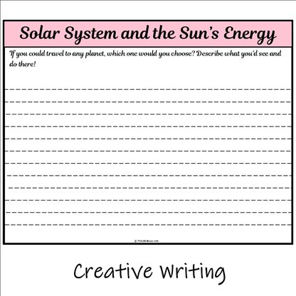 Solar System and the Sun’s Energy | Main Idea and Supporting Details Reading Passage and Questions