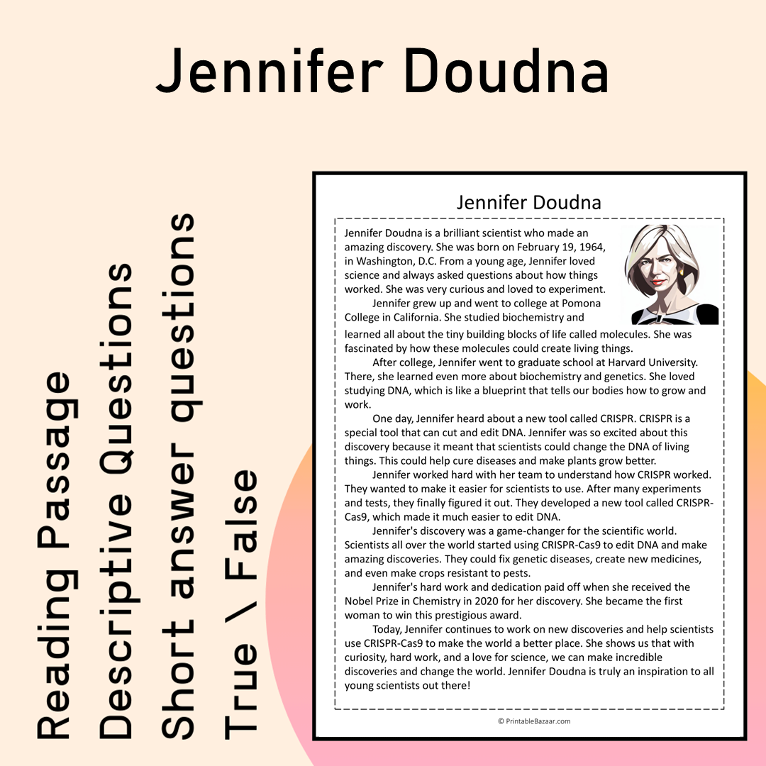 Jennifer Doudna | Reading Comprehension Passage Printable Activity