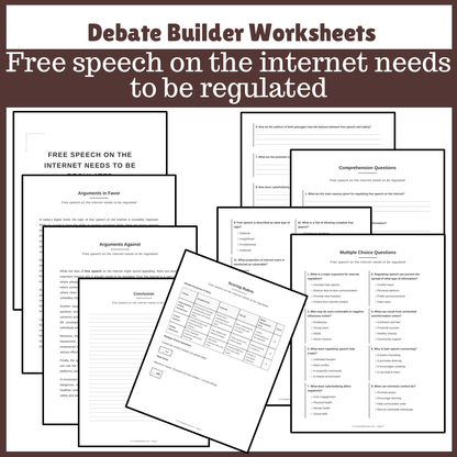 Free speech on the internet needs to be regulated | Favour and Against Worksheet Printable Activity