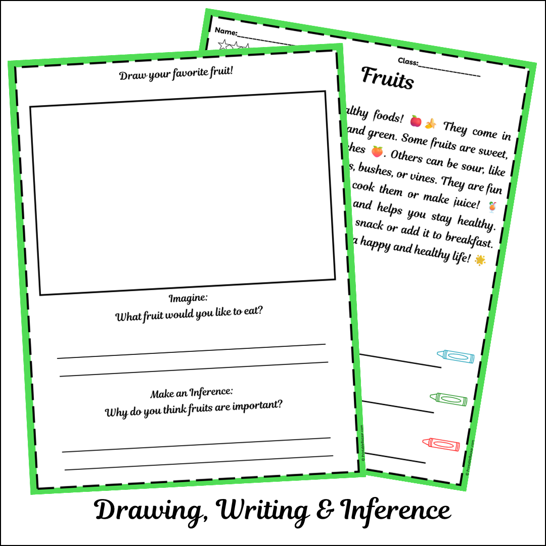 Fruits | Short Reading Comprehension Creative Worksheet