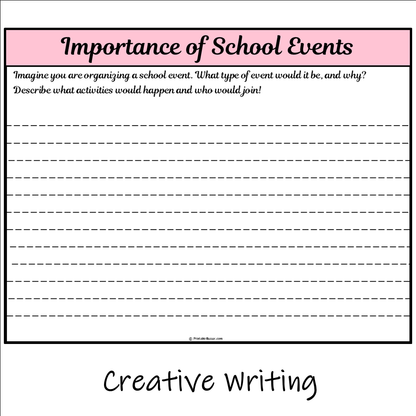 Importance of School Events | Main Idea and Supporting Details Reading Passage and Questions