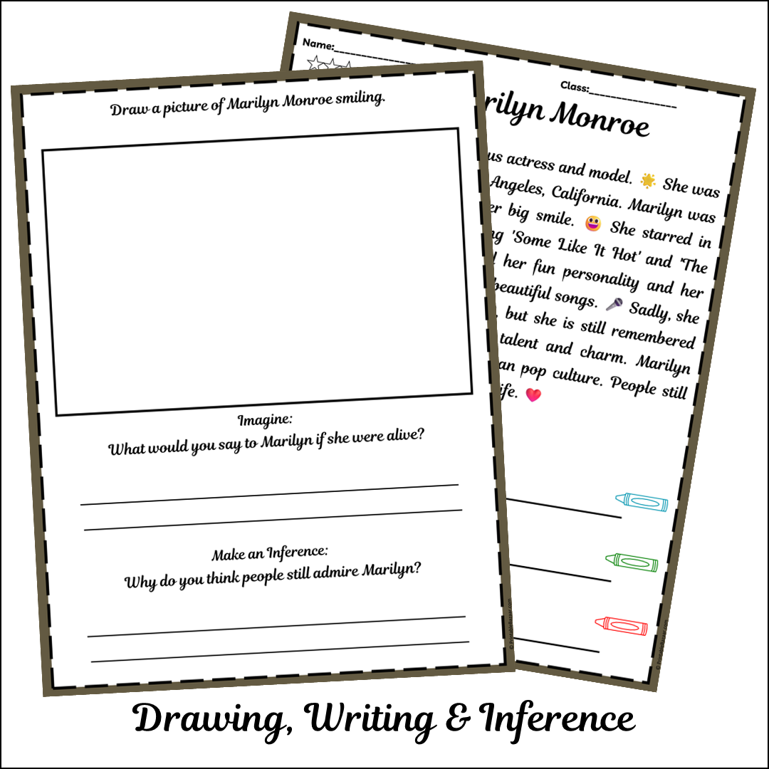 Marilyn Monroe | Short Reading Comprehension Creative Worksheet
