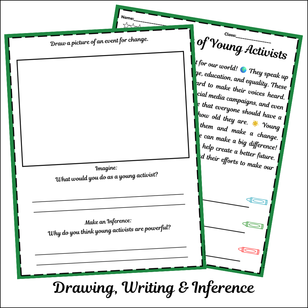 The Role of Young Activists | Short Reading Comprehension Creative Worksheet