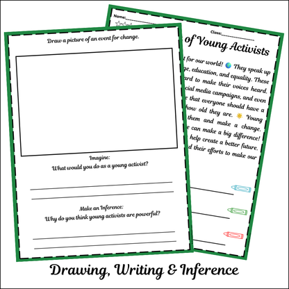 The Role of Young Activists | Short Reading Comprehension Creative Worksheet