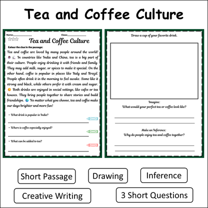 Tea and Coffee Culture | Short Reading Comprehension Creative Worksheet