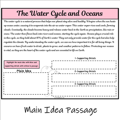 The Water Cycle and Oceans | Main Idea and Supporting Details Reading Passage and Questions