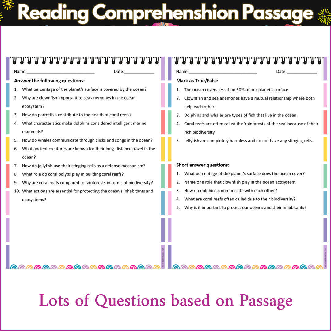 What Lives in the Ocean | Reading Comprehension Passage and Questions