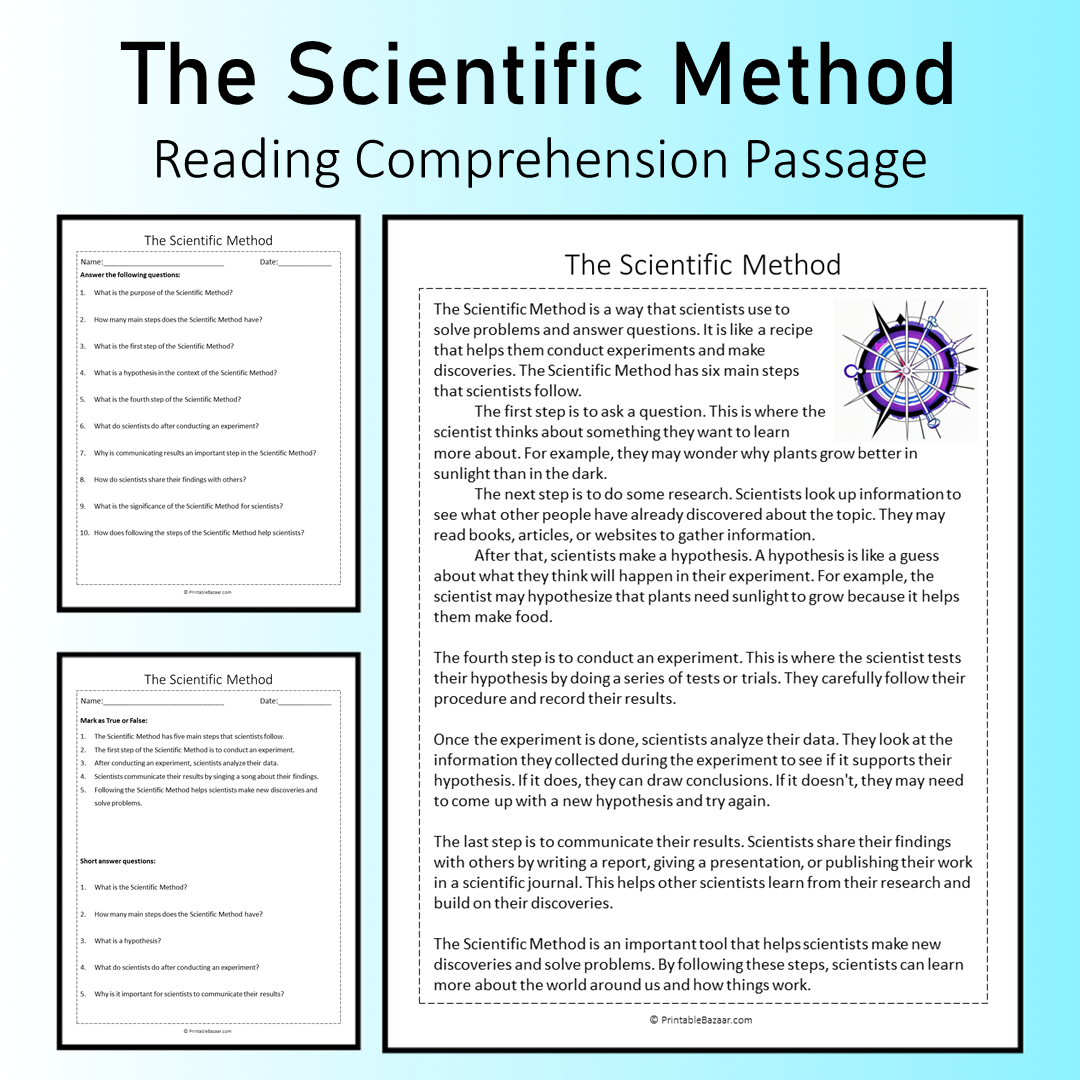 The Scientific Method | Reading Comprehension Passage Printable Worksheet