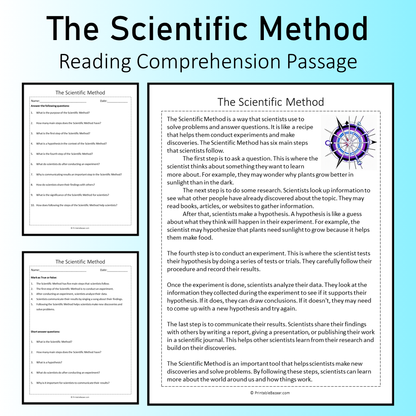 The Scientific Method | Reading Comprehension Passage Printable Worksheet