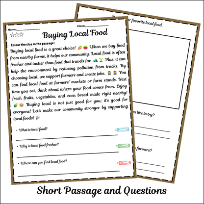 Buying Local Food | Short Reading Comprehension Creative Worksheet