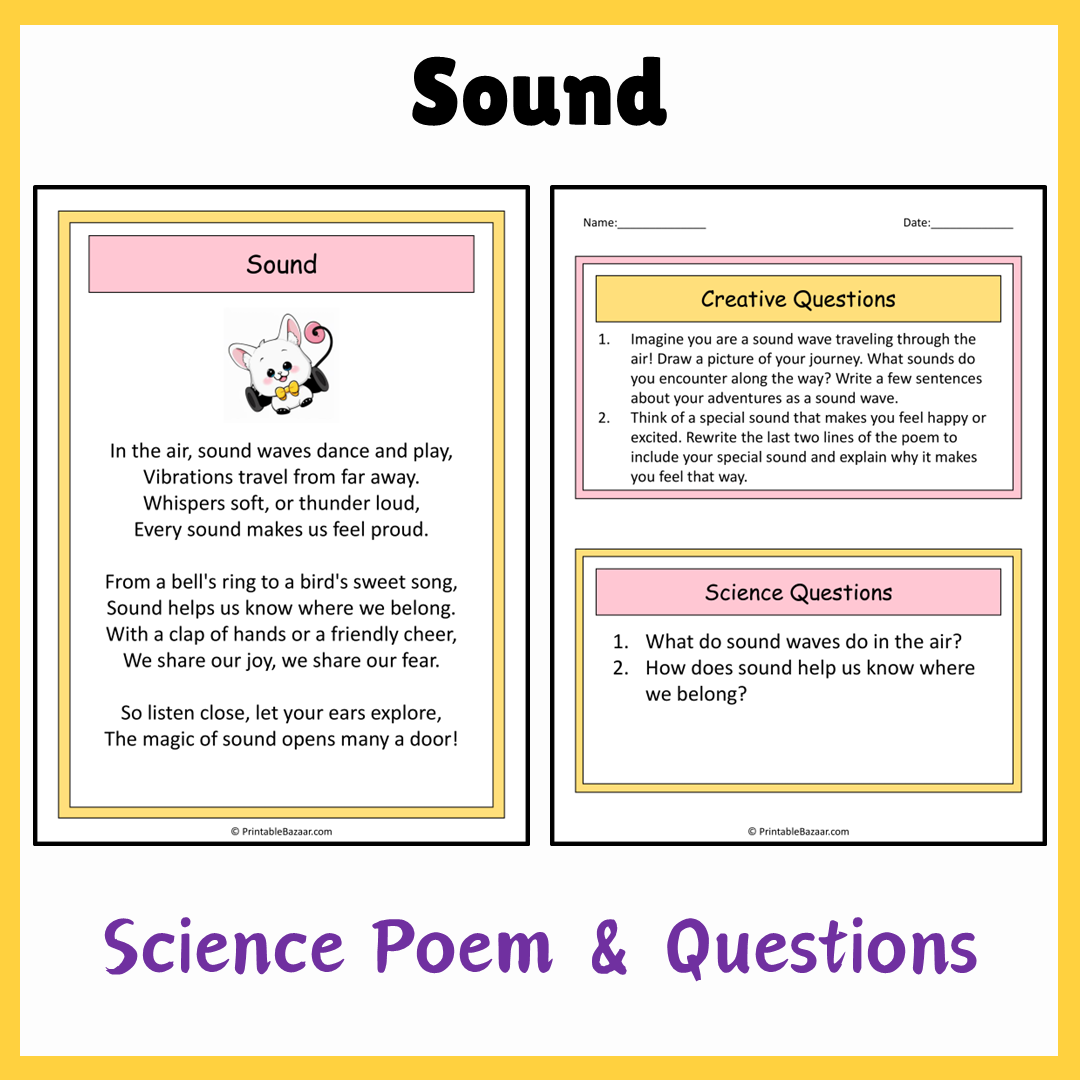 Sound | Science Poem Reading Comprehension Activity