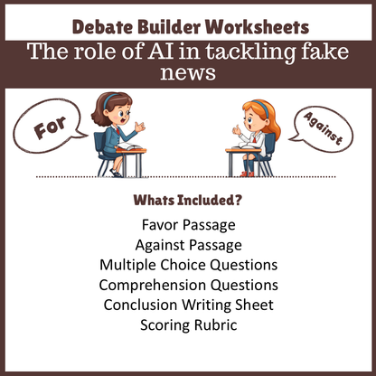 The role of AI in tackling fake news | Favour and Against Worksheet Printable Activity