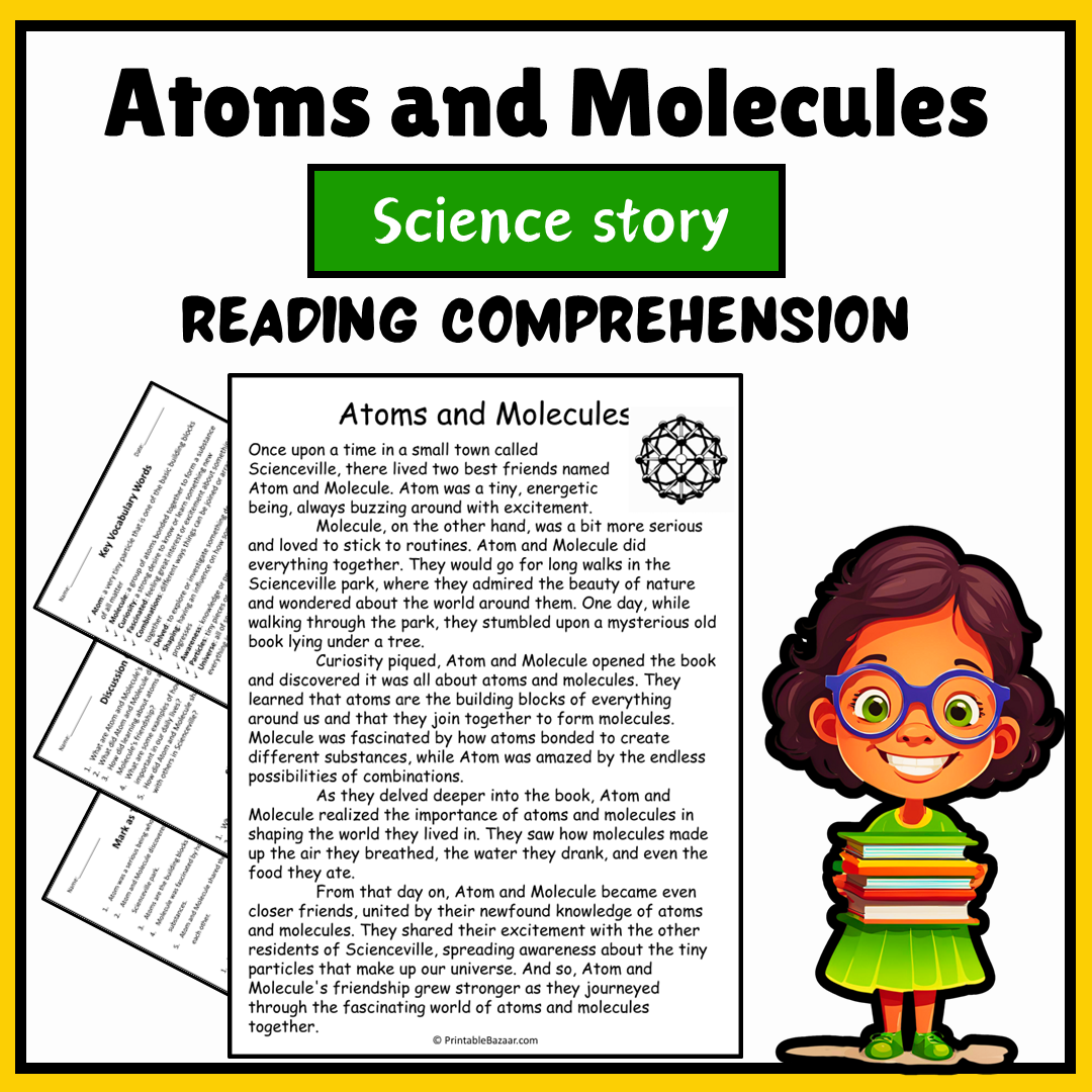 Atoms and Molecules | Science Story Reading Comprehension Activity
