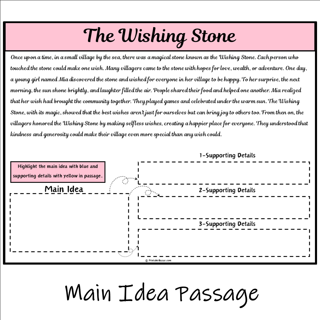 The Wishing Stone | Main Idea and Supporting Details Reading Passage and Questions