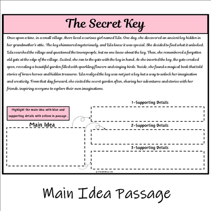 The Secret Key | Main Idea and Supporting Details Reading Passage and Questions