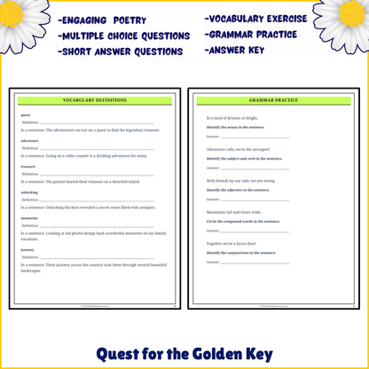 Quest for the Golden Key | Poem Grammar Worksheet Printable Activity