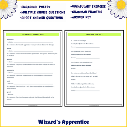 Wizard's Apprentice | Poem Grammar Worksheet Printable Activity