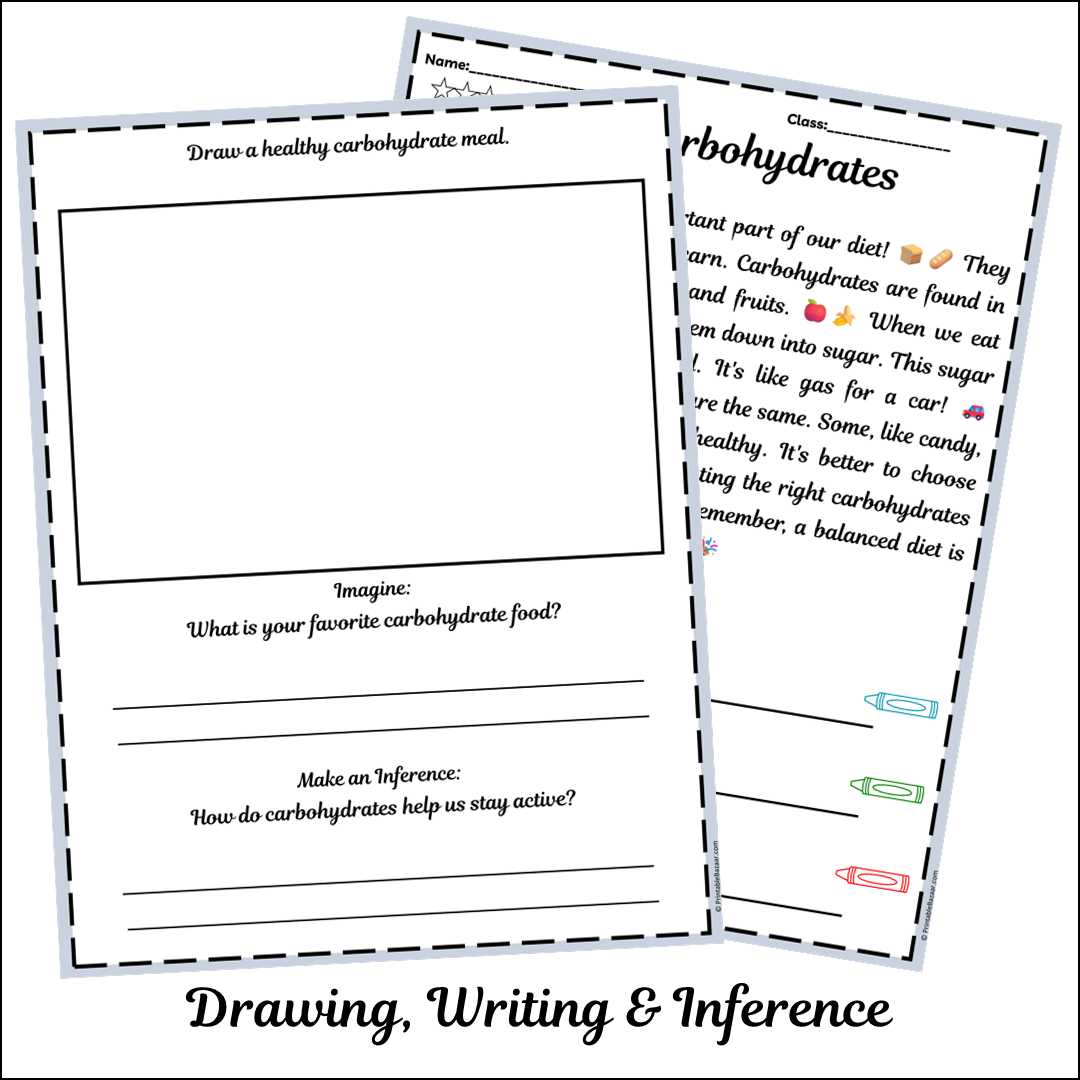Carbohydrates | Short Reading Comprehension Creative Worksheet