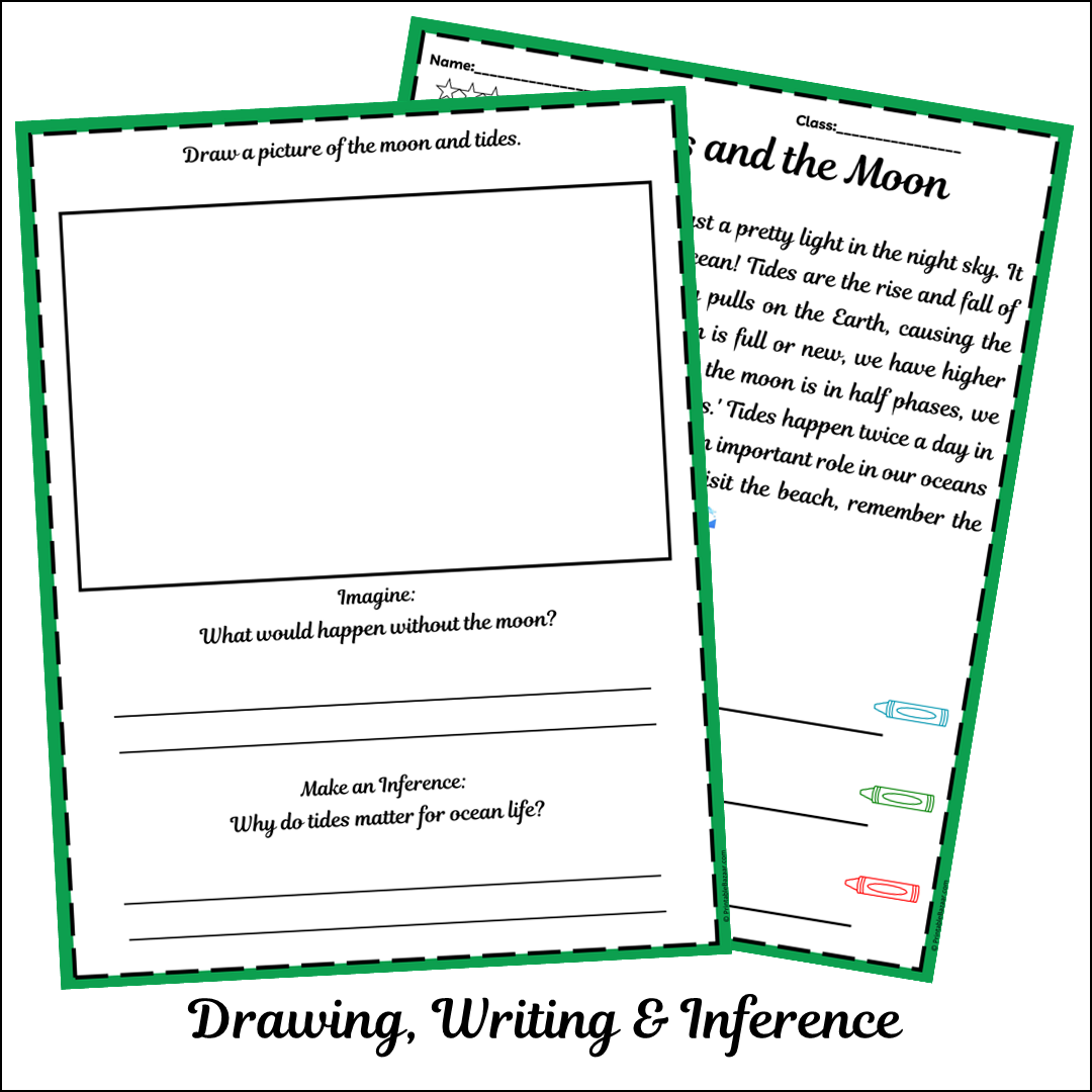 Tides and the Moon | Short Reading Comprehension Creative Worksheet