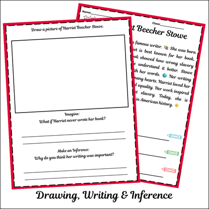 Harriet Beecher Stowe | Short Reading Comprehension Creative Worksheet