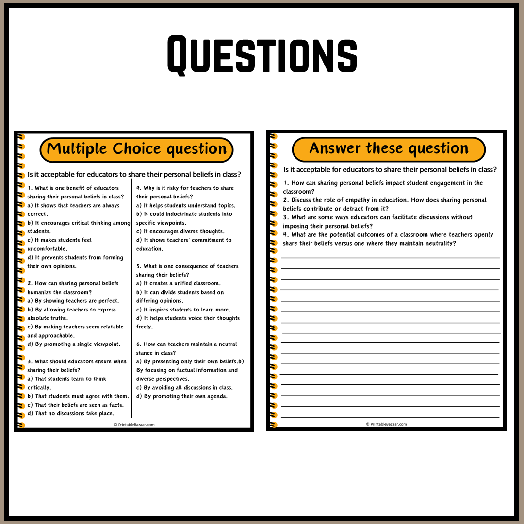 Is it acceptable for educators to share their personal beliefs in class? | Debate Case Study Worksheet