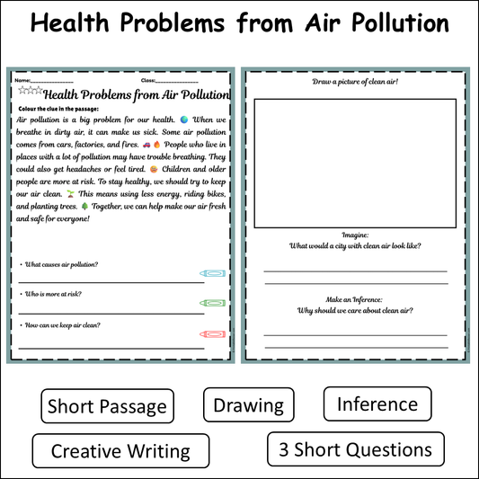Health Problems from Air Pollution | Short Reading Comprehension Creative Worksheet