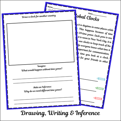 Global Clocks | Short Reading Comprehension Creative Worksheet