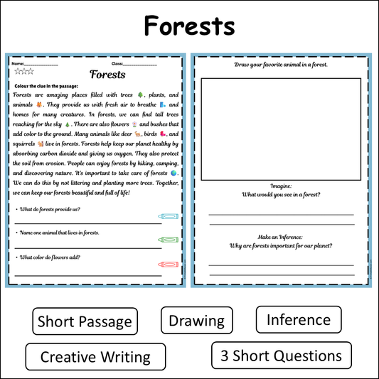 Forests | Short Reading Comprehension Creative Worksheet