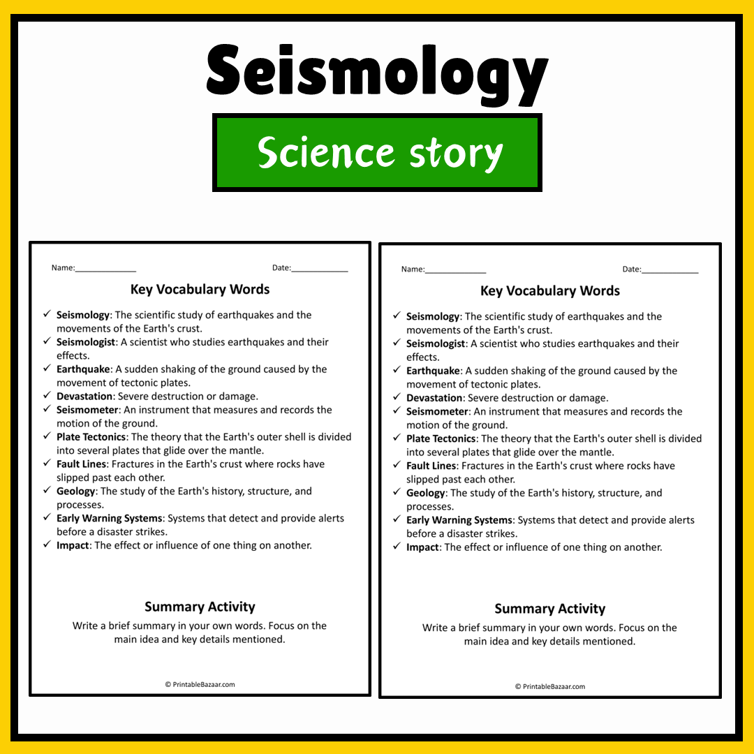 Seismology | Science Story Reading Comprehension Activity