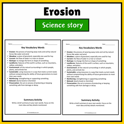 Erosion | Science Story Reading Comprehension Activity