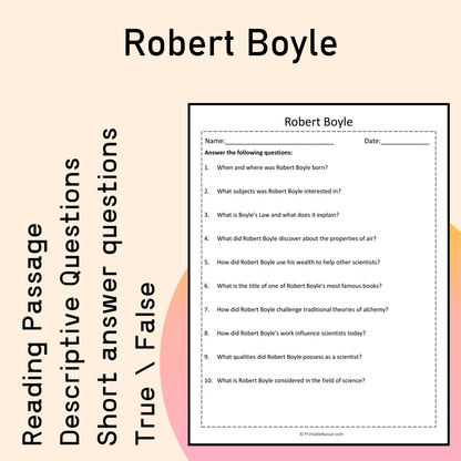 Robert Boyle | Reading Comprehension Passage Printable Activity