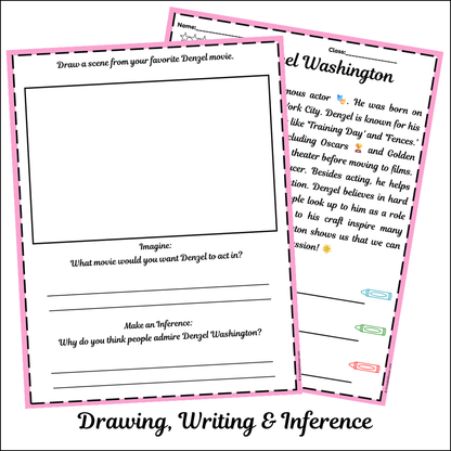 Denzel Washington | Short Reading Comprehension Creative Worksheet