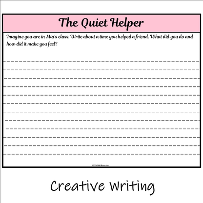 The Quiet Helper | Main Idea and Supporting Details Reading Passage and Questions